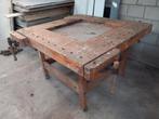 Stoere houten robuuste vierkante werkbank te koop, Ophalen, Gebruikt