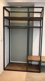 Halkast, kapstok, kledingkast, garderobekast staal met hout, Ophalen, Met plank(en), 100 tot 150 cm, 200 cm of meer