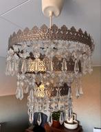 Vintage Hanglamp met Kristallen, Ophalen, Gebruikt, Metaal