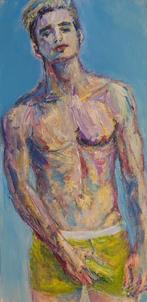 Mooi schilderij van stoere jongeman - Steven DAG, Ophalen of Verzenden