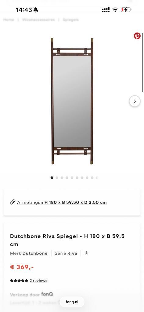 Dutchbone Staande Spiegel - Prachtig Exemplaar!, Huis en Inrichting, Woonaccessoires | Kamerschermen, Zo goed als nieuw, Ophalen