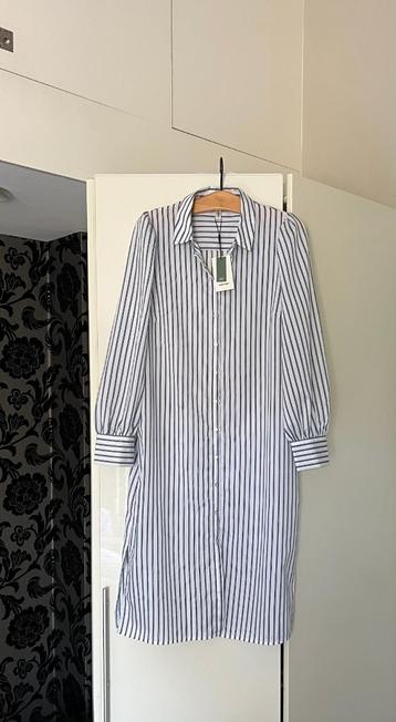 Nieuw + kaartje wit/blauw gestreepte lange blousejurk medium beschikbaar voor biedingen