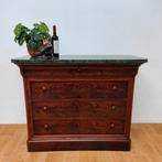 Antiek Mahonie dressoir commode ladekast met marmer blad 902, Valkenswaard, Gebruikt, 100 tot 150 cm, Info@flashbackfurniture.nl