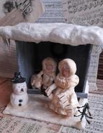 Sale!! Prachtig brocante stal met wattenpopjes kerst huisje, Ophalen of Verzenden