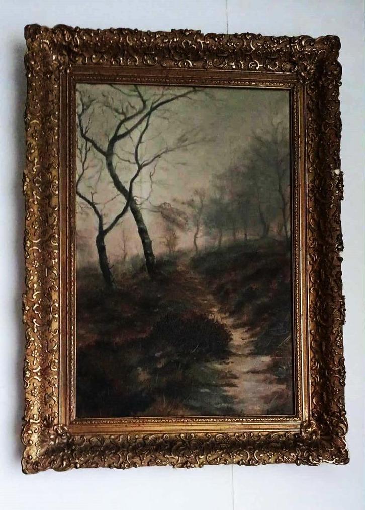 Mooi schilderij Hollands landschap uit erfenis 4 generaties, Antiek en Kunst, Kunst | Schilderijen | Klassiek, Ophalen