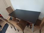 echt lederen eetstoelen, houten tafel, Huis en Inrichting, Complete eetkamers, Ophalen, Gebruikt