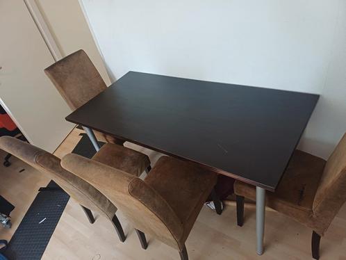 echt lederen eetstoelen, houten tafel, Huis en Inrichting, Complete eetkamers, Gebruikt, Ophalen