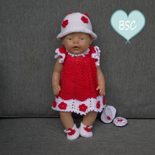 Gehaakte BabyBorn Outfit | Rood-Wit zomer outfit, Kinderen en Baby's, Speelgoed | Poppen, Nieuw, Babypop, Ophalen of Verzenden