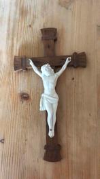 Houten kruis met aardewerk Christusbeeld, Antiek en Kunst, Ophalen
