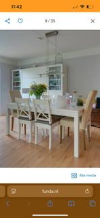 Uitschuifbare eettafel + stoelen ophalen 25nov hoofddorp, Ophalen, Gebruikt, 4 tot 6 stoelen