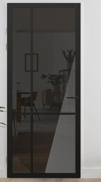 Industriële deur – rookglas – nieuwstaat - Rechts, Doe-het-zelf en Verbouw, Deuren en Horren, Zo goed als nieuw, Binnendeur, 215 cm of meer