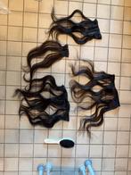 clip in extensions echt haar lengte 40cm donker bruin/ zwart, Ophalen of Verzenden, Zo goed als nieuw, Pruik of Haarverlenging