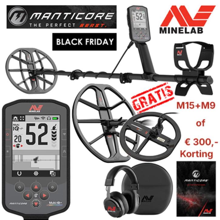 Minelab Manticore BLACK FRIDAY M9+M15 of € 300,- korting !!!, Hobby en Vrije tijd, Metaaldetectors, Nieuw, Meer dan 30 cm, Minelab