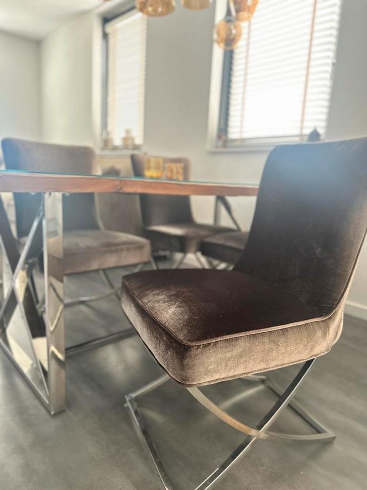 Eetkamerset Tafel + 4 Stoelen, Huis en Inrichting, Tafels | Eettafels, Zo goed als nieuw, 100 tot 150 cm, 150 tot 200 cm, Vier personen