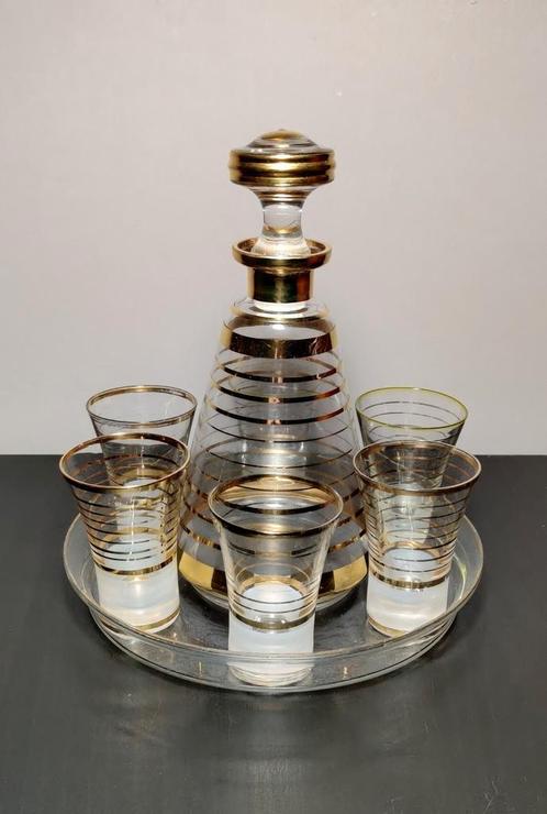 Art-déco karaf met glazen, Antiek en Kunst, Antiek | Glas en Kristal, Ophalen of Verzenden