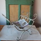 Lectuur mand metaal tijdschriften rek kranten brocante grijs, Ophalen of Verzenden, Gebruikt