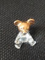 Vintage miniatuur Kristal Beertje met Gouden Hoofd beeldje, Met kristal, Overige materialen, Verzenden, Minder dan 4 cm