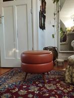 Retro vintage terracotta poef met opbergruimte, Ophalen, Minder dan 50 cm, Rond, Zo goed als nieuw