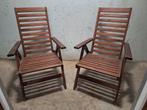2 verstelbare tuinstoelen hout, Tuin en Terras, Tuinstoelen, Ophalen, Zo goed als nieuw, Hout, Verstelbaar