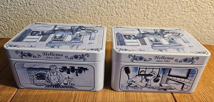 2 Hellema speculaasblikjes, Delfts Blauw, nieuwe vintage!, Verzamelen, Blikken, Nieuw, Overige, Ophalen of Verzenden