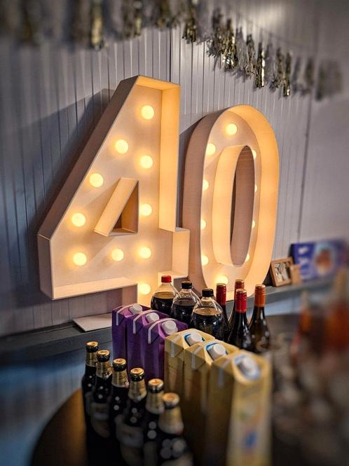 Lichtcijfer 40 te huur (meerdere cijfers beschikbaar), Hobby en Vrije tijd, Feestartikelen | Verhuur, Zo goed als nieuw, Verjaardag
