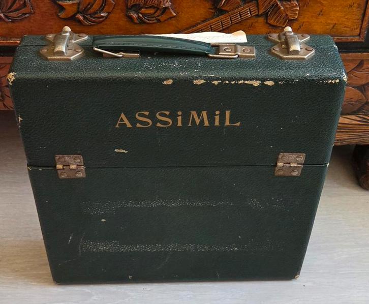 Vintage Groene LP Koffer - 28x28cm, Antiek en Kunst, Curiosa en Brocante, Ophalen of Verzenden