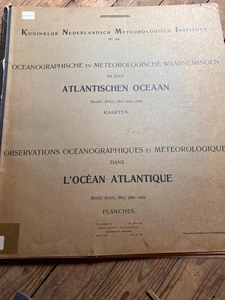 KNMI atlas Atlantische Oceaan 1922 – zeldzaam origineel, Boeken, Atlassen en Landkaarten, Gelezen, Landkaart, Nederland, 1800 tot 2000