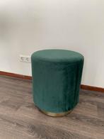 Groene velvet poef, Ophalen, Zo goed als nieuw, Rond, Minder dan 50 cm