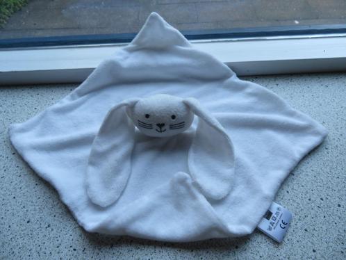 Knuffeldoek konijn Hema wit badstof zwart snuitje, Kinderen en Baby's, Speelgoed | Knuffels en Pluche, Zo goed als nieuw, Konijn