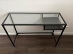 Zwart metalen laptoptafel, Ophalen, Zo goed als nieuw, 25 tot 50 cm, Rechthoekig