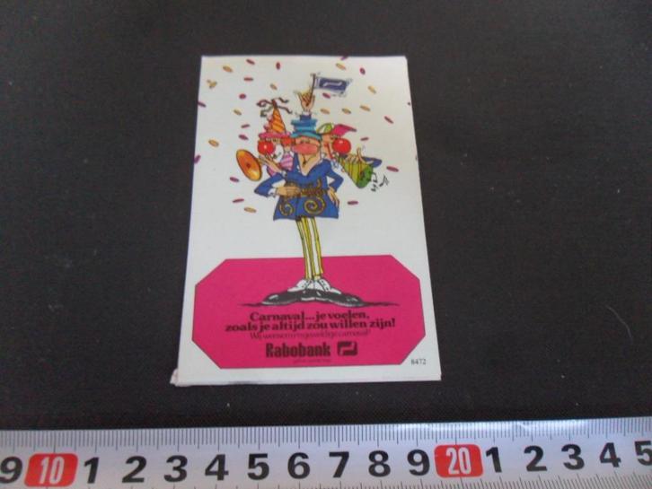 sticker RABOBANK Carnaval  strip, Verzamelen, Stickers, Zo goed als nieuw, Bedrijf of Vereniging, Ophalen