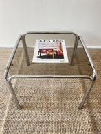 Space Age Bijzettafel - Bauhaus - Midcentury - Rookglas, Huis en Inrichting, Minder dan 45 cm, Minder dan 55 cm, Gebruikt, Vierkant