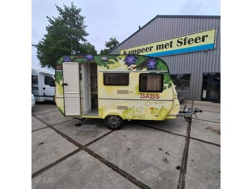 Verkocht Hobby De Luxe 370 TM Vintage en Gerestaureerd, Caravans en Kamperen, Caravans, Bedrijf, tot en met 4, 750 - 1000 kg, Treinzit