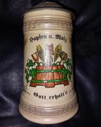 18e eeuwse Duitse Fayence bierpul met tinnen deksel, Antiek en Kunst, Curiosa en Brocante, Ophalen of Verzenden
