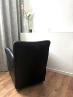 Zwarte Lederen Fauteuils - Set van 2, Huis en Inrichting, Fauteuils, Ophalen of Verzenden, Gebruikt, Leer, 75 tot 100 cm