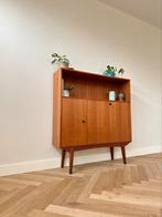 Vintage wandkast highboard teak hout jaren 50/60/70, Ophalen, Gebruikt, Met deur(en), 100 tot 150 cm
