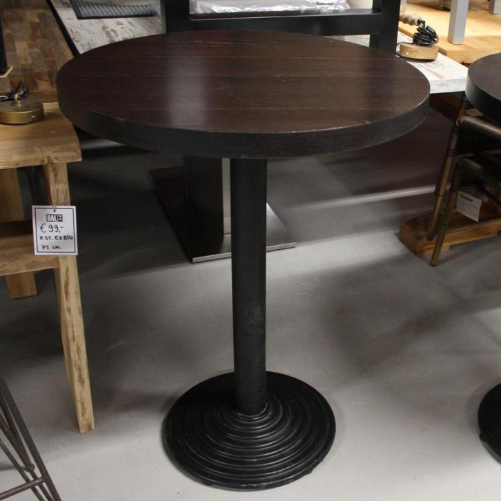 1 ronde halfhoge bartafel statafel metaal hout mancave cafe, Huis en Inrichting, Barkrukken, Gebruikt, 90 cm of meer, Hout, Metaal