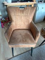 6 Suède Eetkamerstoelen - Gebruikt, Huis en Inrichting, Stoelen, Ophalen, Gebruikt, Bruin, Leer