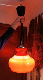 VINTAGE SPACE AGE opaline oranje trekveer spindel lamp, Gebruikt, Ophalen of Verzenden, Glas, 50 tot 75 cm