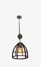 Chericoni Aperto Hanglamp Ø34 cm – Stoer zwart staal & hout, Nieuw, Ophalen of Verzenden, Industriel, 75 cm of meer
