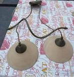 Vintage ( koper)  Hanglamp/ 2 Wandlampen met glazen Kapjes, Ophalen of Verzenden, Gebruikt