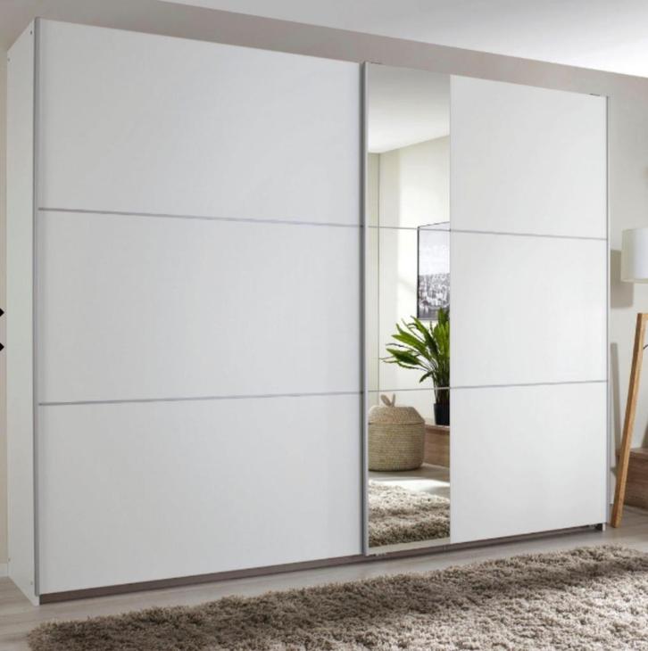 Kledingkast zweefdeur wit met spiegel (261 x 210), Huis en Inrichting, Kasten | Kledingkasten, Gebruikt, 200 cm of meer, 200 cm of meer