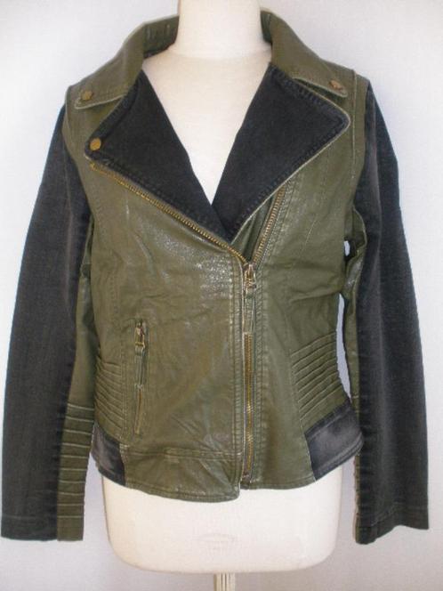 FRIME biker jack jas legergroen zwart maat XL - nieuw -, Kleding | Dames, Jassen | Zomer, Nieuw, Maat 46/48 (XL) of groter, Groen