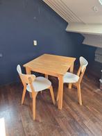 Eettafel (74x74x74cm) met twee stoelen, Huis en Inrichting, Tafels | Eettafels, Ophalen, Gebruikt, 50 tot 100 cm, Tot twee personen