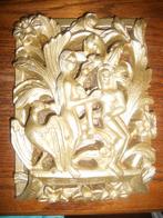 Goudkleurige plaquette met Adam & Eva, Antiek en Kunst, Ophalen of Verzenden
