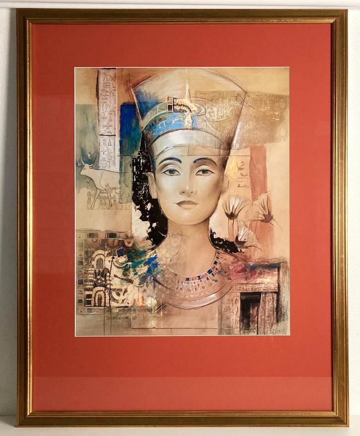 Joadoor - Nefertite - Kunstdruk in lijst (7595 cm.), Antiek en Kunst, Kunst | Litho's en Zeefdrukken, Ophalen