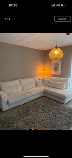 Crème ribstof loungebank - Den Haag, Huis en Inrichting, Ophalen of Verzenden, Zo goed als nieuw, Stof