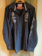 Gestreept overhemd met borduursels, Blauw, Ophalen of Verzenden, Zo goed als nieuw, Overige halswijdtes