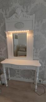 Zelfgemaakte kaptafel met antieke spiegel, Huis en Inrichting, Tafels | Kaptafels, Ophalen, Gebruikt, 50 tot 100 cm, Minder dan 100 cm