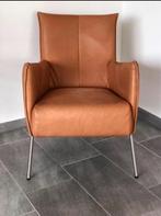 Cognac kleurige echt lederen fauteuil, Huis en Inrichting, Fauteuils, Minder dan 75 cm, Gebruikt, Leer, Ophalen of Verzenden